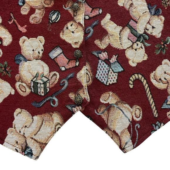 Bobbie Brooks Woman Christmas Teddy Bear Vest β Burgundy Tapestry Holiday Print - Picture 5 of 13